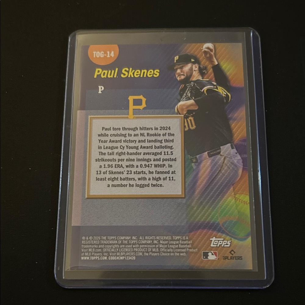 Topps Paul Skenes Titans of the Game Baseball Card - Yellow & Black Jersey - Picture 2 of 2